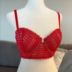 Adore Me Vibrant Red Lace Bra